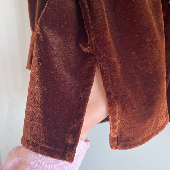 Vintage 90s Velvet Button Down Shirt Brown Oversized Casualaire Size M - Picture 5 of 6